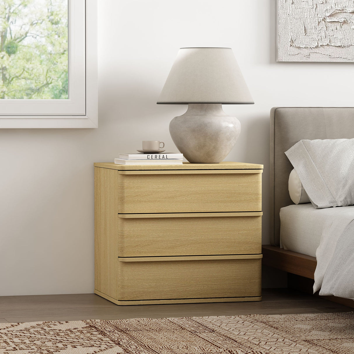 Molly Nightstand in Natural Oak by Manhattan Comfort at Eve Furniture