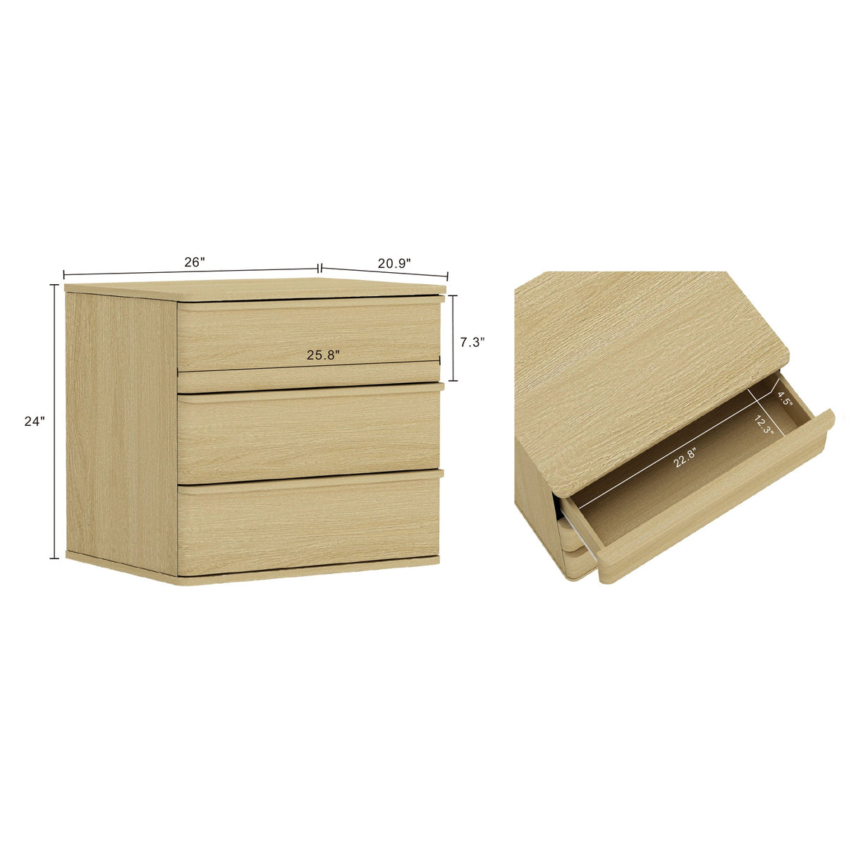 Molly Nightstand in Natural Oak by Manhattan Comfort at Eve Furniture