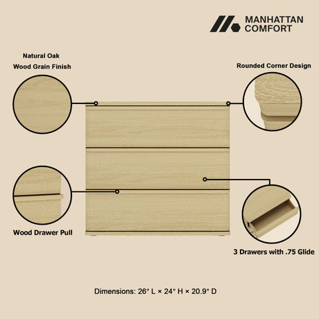 Molly Nightstand in Natural Oak by Manhattan Comfort at Eve Furniture