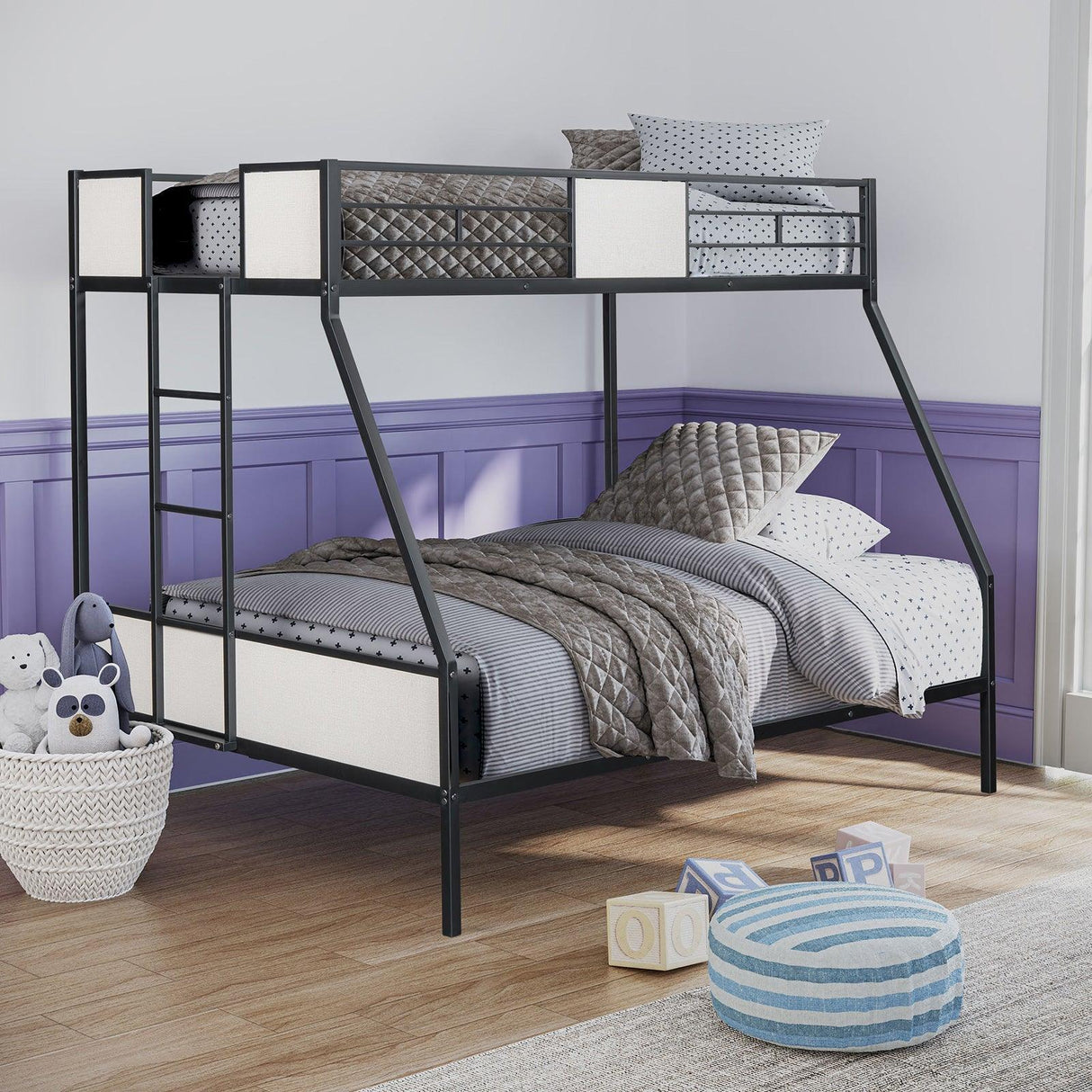Molton Black Twin/Full Metal Bunkbed by Furniture of America at Eve Furniture