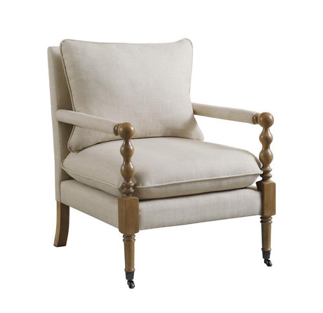 Monaghan Beige Upholstered Accent Chair with Casters by Coaster at Eve Furniture