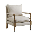 Monaghan Beige Upholstered Accent Chair with Casters