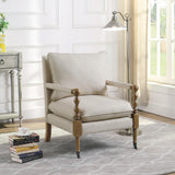 Monaghan Beige Upholstered Accent Chair with Casters