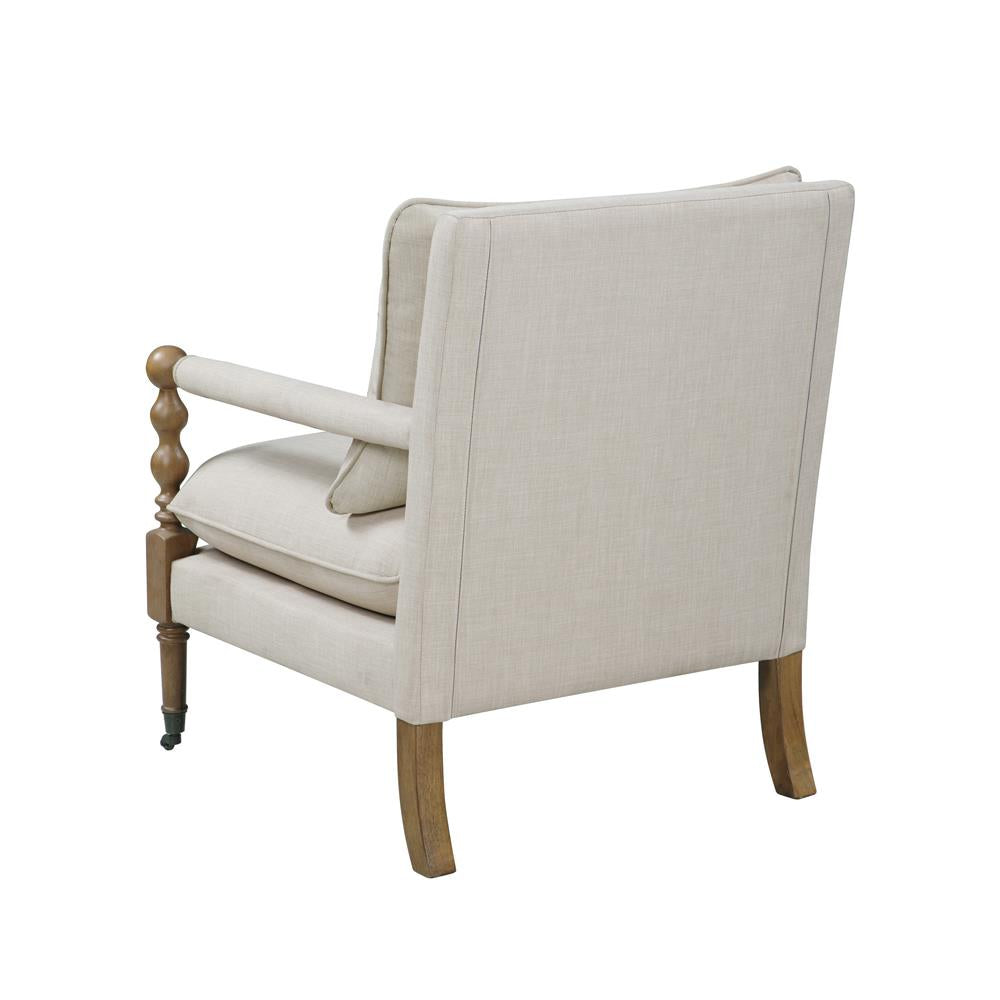 Monaghan Beige Upholstered Accent Chair with Casters