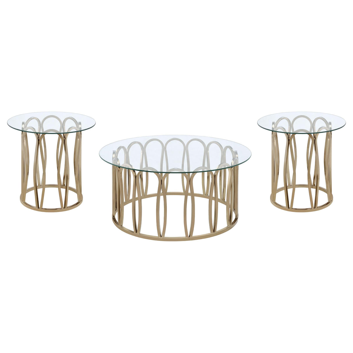 Monett Chocolate Chrome 3-Piece Coffee and End Table Set by Coaster at Eve Furniture