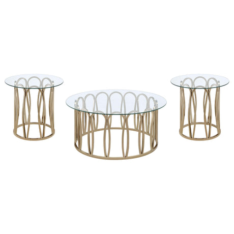Monett Chocolate Chrome 3-Piece Coffee and End Table Set by Coaster at Eve Furniture