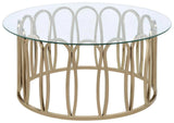 Monett Chocolate Chrome/Clear Round Coffee Table by Coaster at Eve Furniture