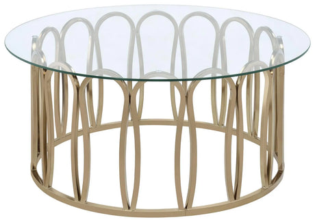 Monett Chocolate Chrome/Clear Round Coffee Table by Coaster at Eve Furniture