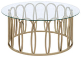 Monett Chocolate Chrome/Clear Round Coffee Table by Coaster at Eve Furniture