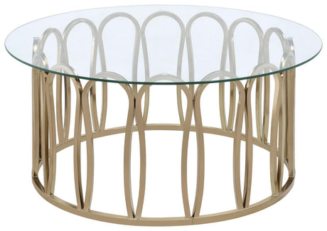 Monett Chocolate Chrome/Clear Round Coffee Table by Coaster at Eve Furniture
