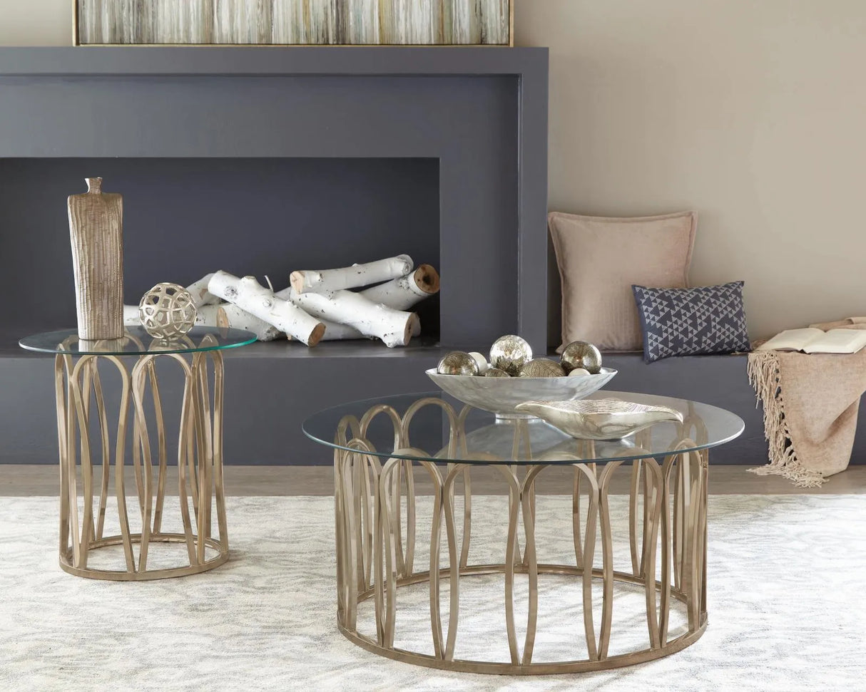 Monett Chocolate Chrome/Clear Round Coffee Table by Coaster at Eve Furniture