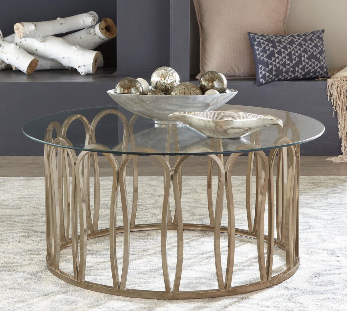Monett Chocolate Chrome/Clear Round Coffee Table by Coaster at Eve Furniture