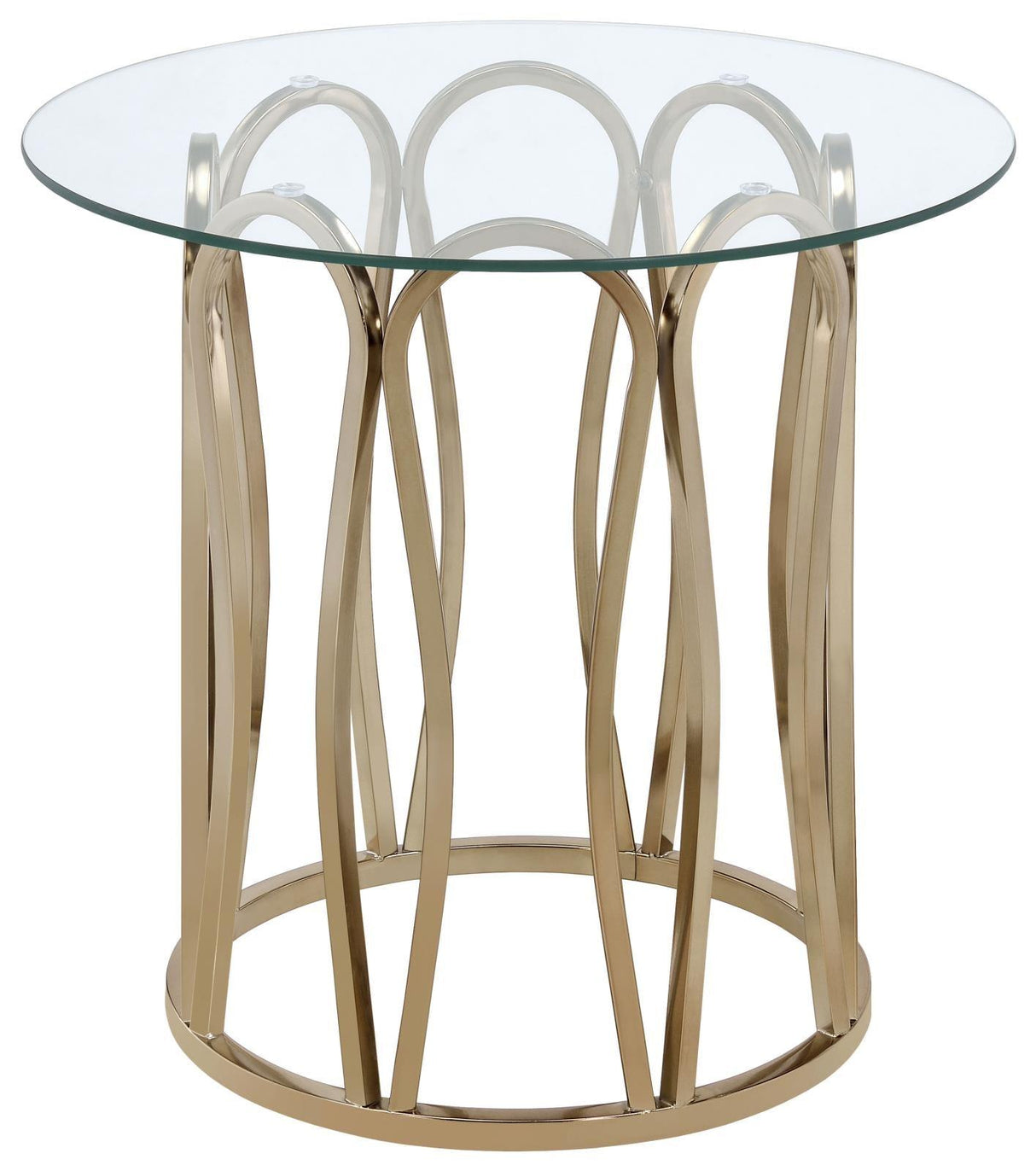 Monett Chrome/Clear Round End Table Chocolate by Coaster at Eve Furniture