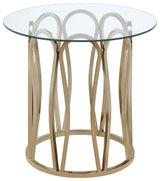 Monett Chrome/Clear Round End Table Chocolate by Coaster at Eve Furniture