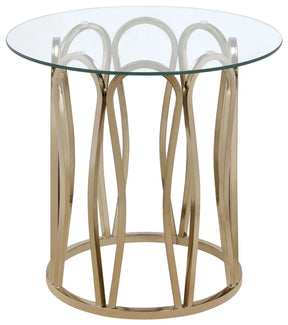 Monett Chrome/Clear Round End Table Chocolate by Coaster at Eve Furniture