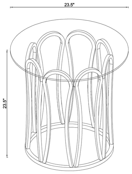 Monett Chrome/Clear Round End Table Chocolate by Coaster at Eve Furniture