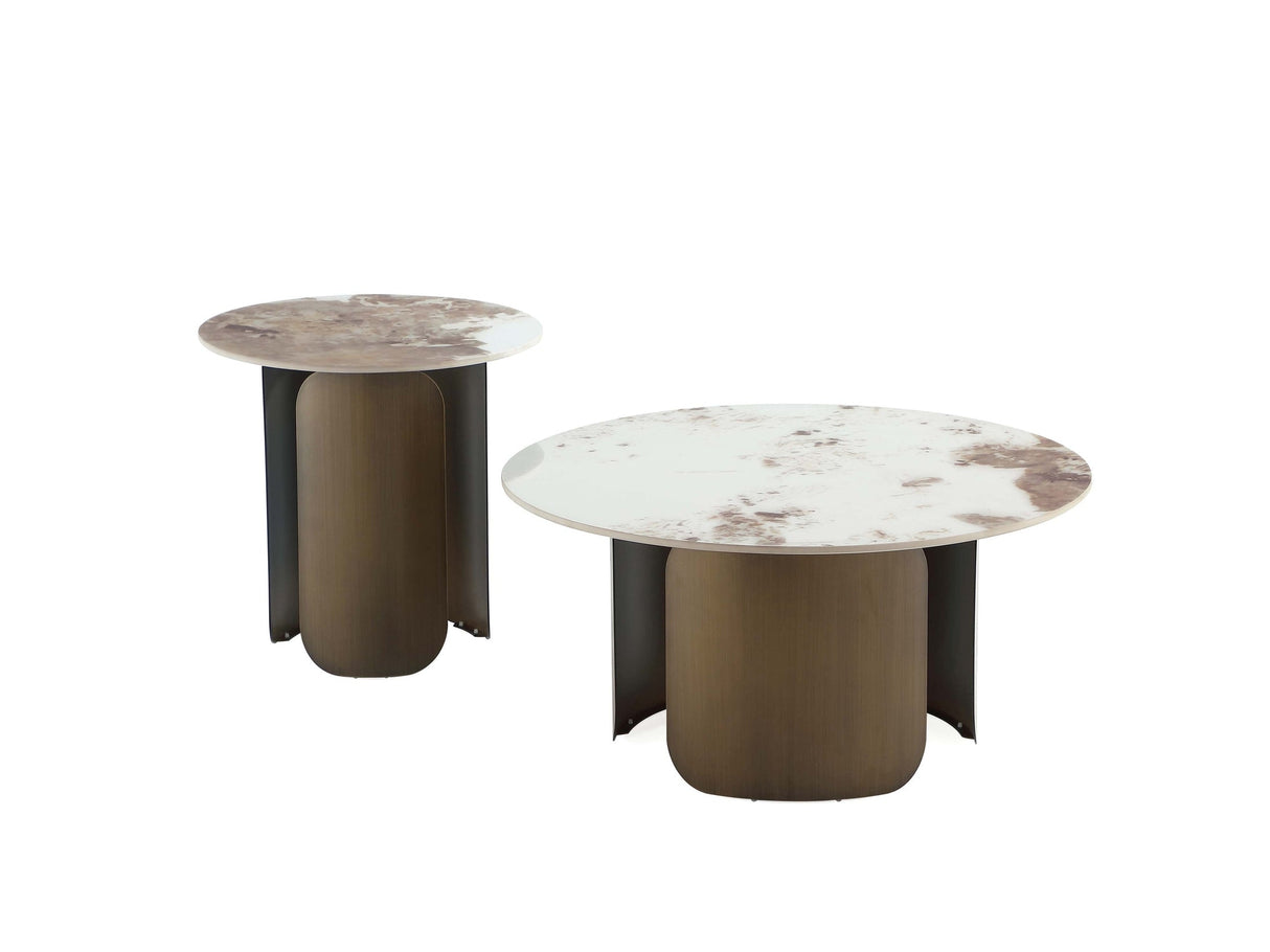 Monica Coffee Table and End Table in Gold (set of 2) by Manhattan Comfort at Eve Furniture
