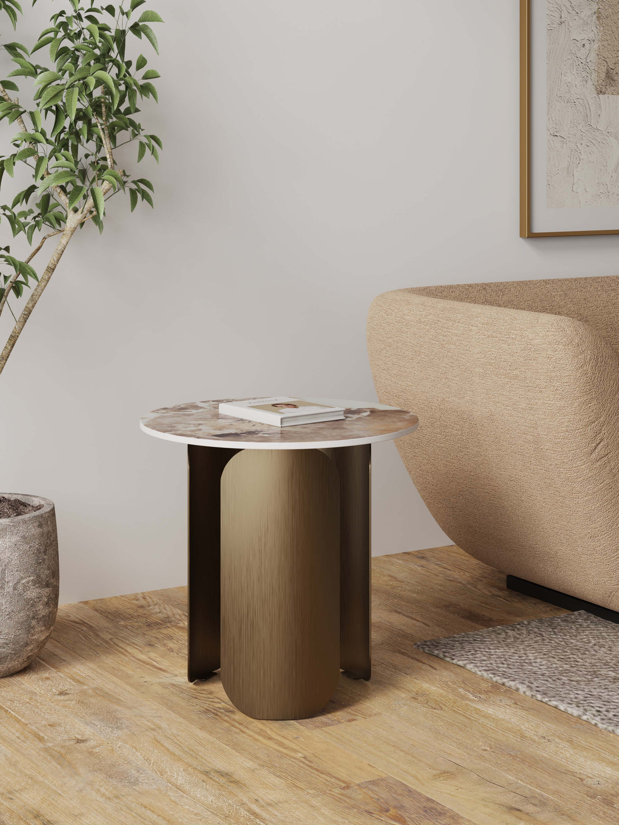 Monica End Table in Gold by Manhattan Comfort at Eve Furniture