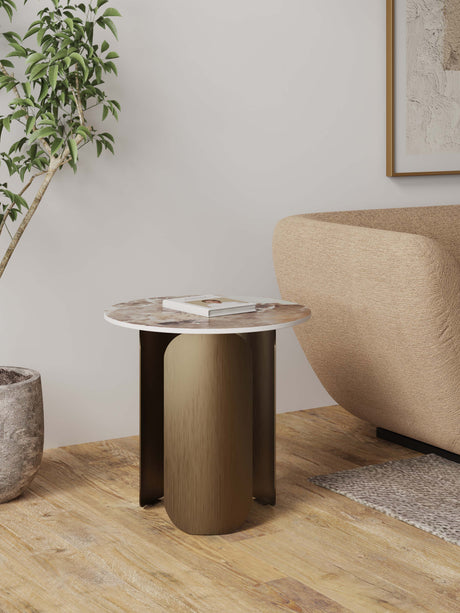 Monica End Table in Gold by Manhattan Comfort at Eve Furniture