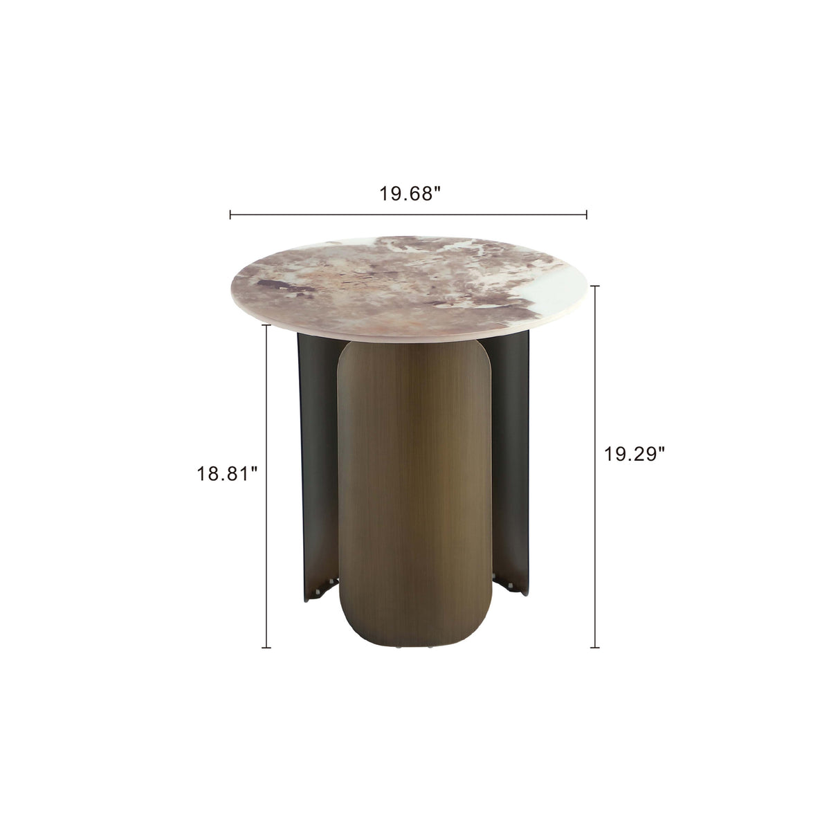 Monica End Table in Gold by Manhattan Comfort at Eve Furniture