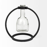 Monica I Short Black Metal Glass Bottle Vase by Mercana at Eve Furniture