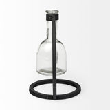Monica I Short Black Metal Glass Bottle Vase by Mercana at Eve Furniture