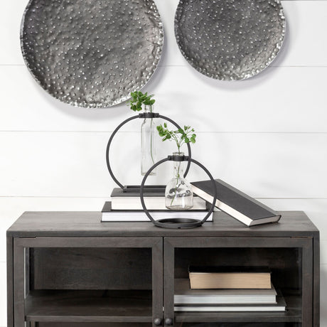 Monica I Short Black Metal Glass Bottle Vase by Mercana at Eve Furniture