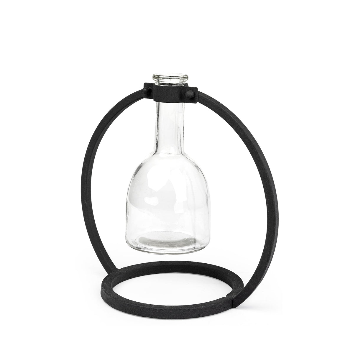 Monica I Short Black Metal Glass Bottle Vase by Mercana at Eve Furniture