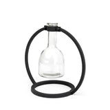 Monica I Short Black Metal Glass Bottle Vase by Mercana at Eve Furniture