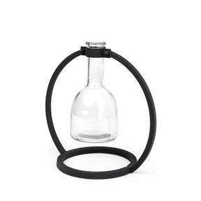 Monica I Short Black Metal Glass Bottle Vase by Mercana at Eve Furniture