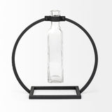 Monica II Tall Black Metal Glass Bottle Vase by Mercana at Eve Furniture