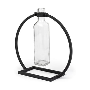 Monica II Tall Black Metal Glass Bottle Vase by Mercana at Eve Furniture
