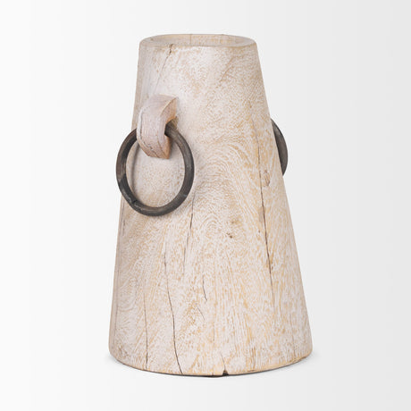 Monique Large Light Brown w/ Handles Wood Pot by Mercana at Eve Furniture