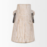 Monique Large Light Brown w/ Handles Wood Pot by Mercana at Eve Furniture