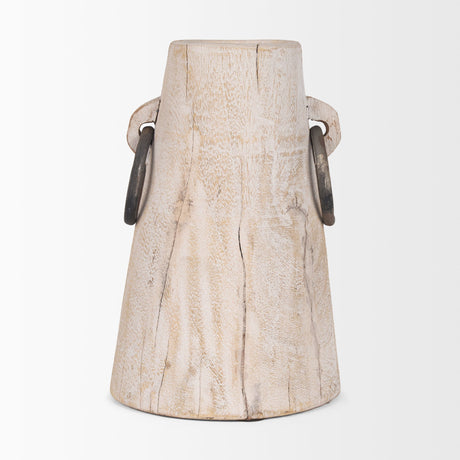 Monique Large Light Brown w/ Handles Wood Pot by Mercana at Eve Furniture