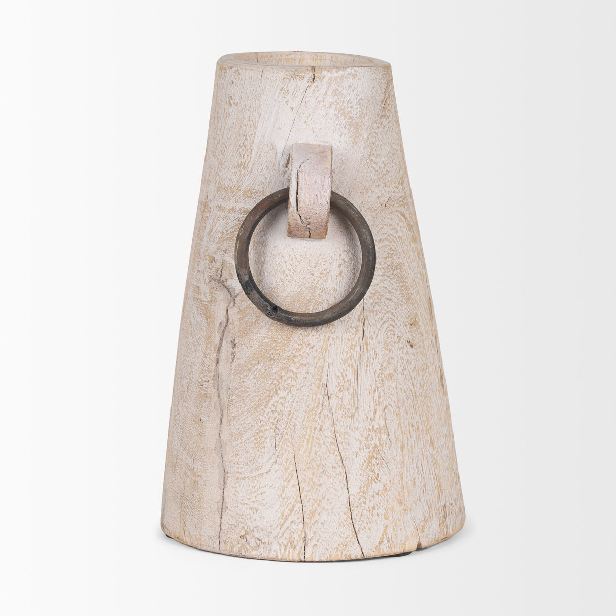 Monique Large Light Brown w/ Handles Wood Pot by Mercana at Eve Furniture