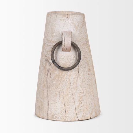 Monique Large Light Brown w/ Handles Wood Pot by Mercana at Eve Furniture