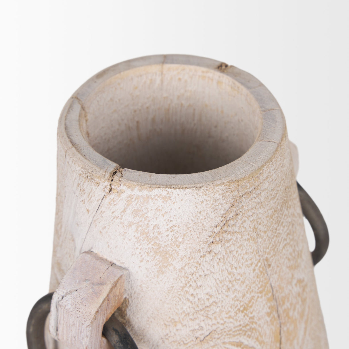 Monique Large Light Brown w/ Handles Wood Pot by Mercana at Eve Furniture
