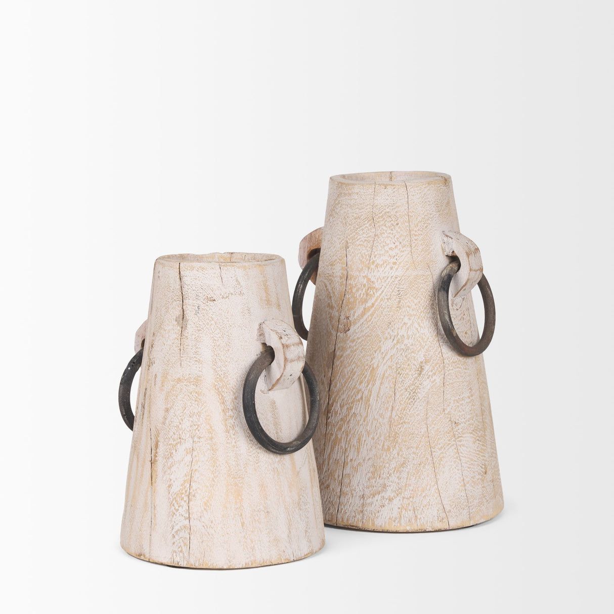 Monique Large Light Brown w/ Handles Wood Pot by Mercana at Eve Furniture