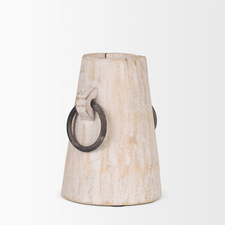 Monique Small Light Brown w/ Handles Wood Pot by Mercana at Eve Furniture