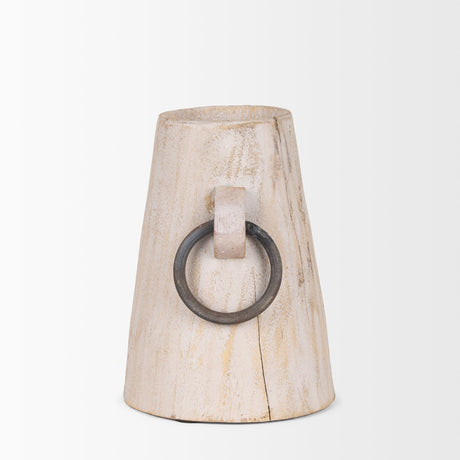 Monique Small Light Brown w/ Handles Wood Pot by Mercana at Eve Furniture