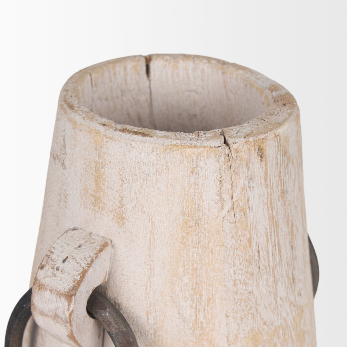 Monique Small Light Brown w/ Handles Wood Pot by Mercana at Eve Furniture