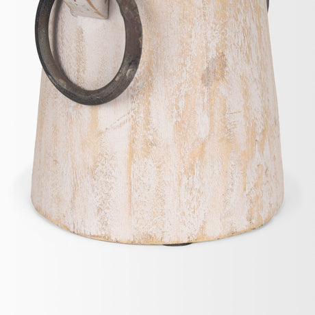 Monique Small Light Brown w/ Handles Wood Pot by Mercana at Eve Furniture