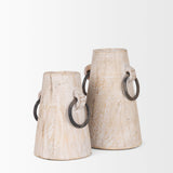 Monique Small Light Brown w/ Handles Wood Pot by Mercana at Eve Furniture