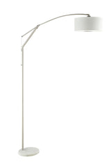 Moniz Adjustable Arched Arm Floor Lamp Chrome/White