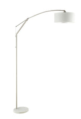 Moniz Chrome and White Adjustable Arched Arm Floor Lamp by Coaster at Eve Furniture