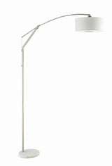 Moniz Chrome and White Adjustable Arched Arm Floor Lamp by Coaster at Eve Furniture