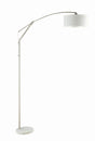 Moniz Chrome and White Adjustable Arched Arm Floor Lamp by Coaster at Eve Furniture