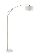 Moniz Chrome and White Adjustable Arched Arm Floor Lamp by Coaster at Eve Furniture