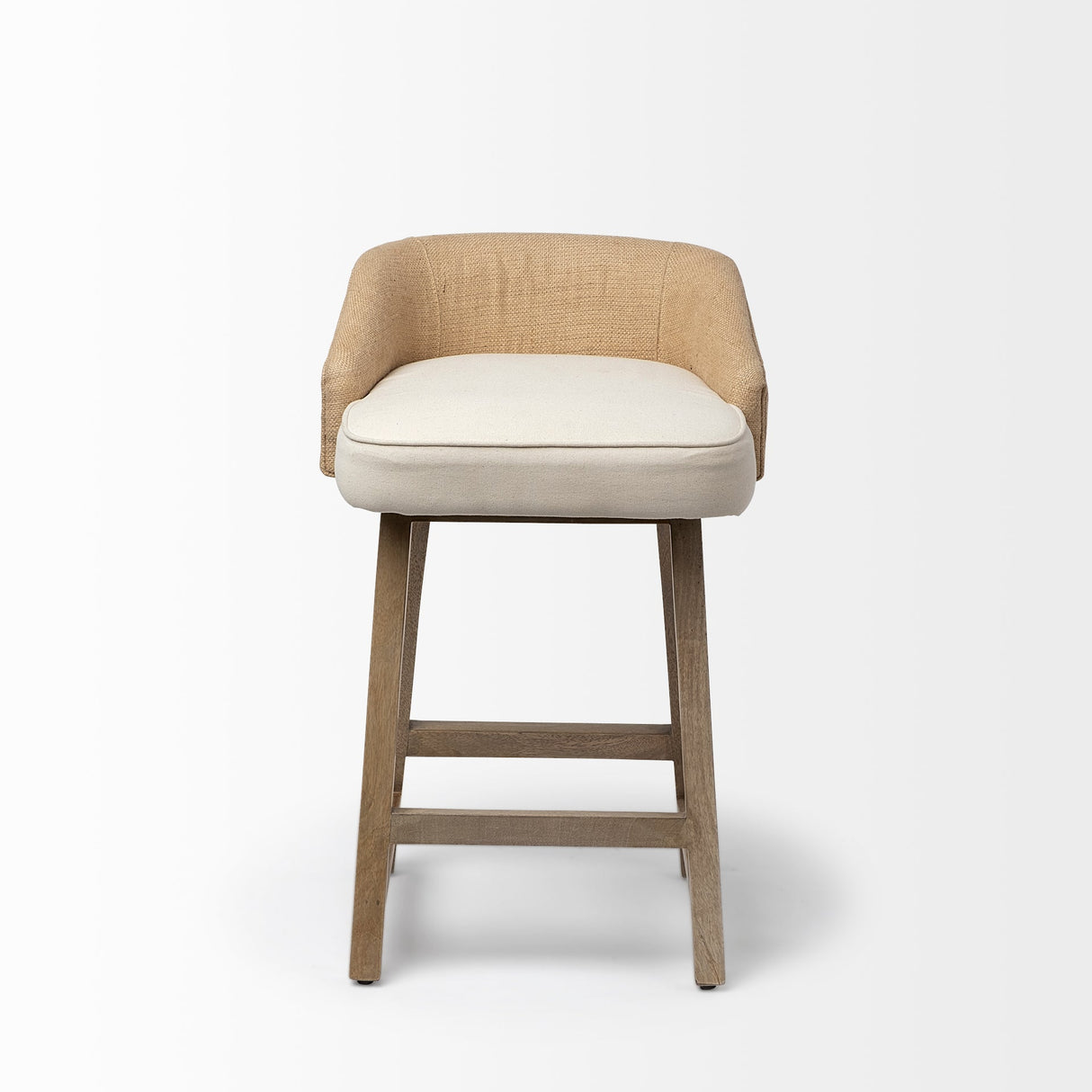 Monmouth 24.25" Seat Height Cream/Beige Fabric Seat Brown Wood Frame Counter Stool by Mercana at Eve Furniture